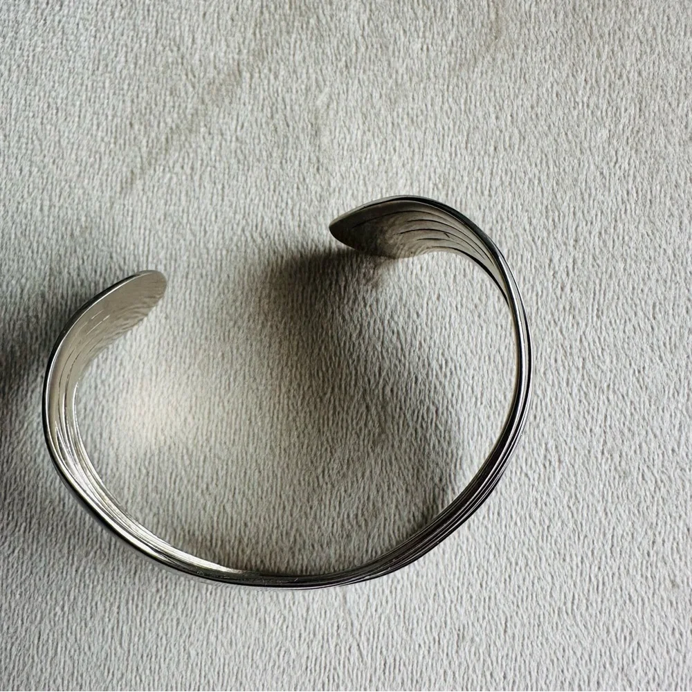 Silver Multi-Strand Open Cuff Bracelet | Wide Modern Statement Bangle - Picture 5 of 8